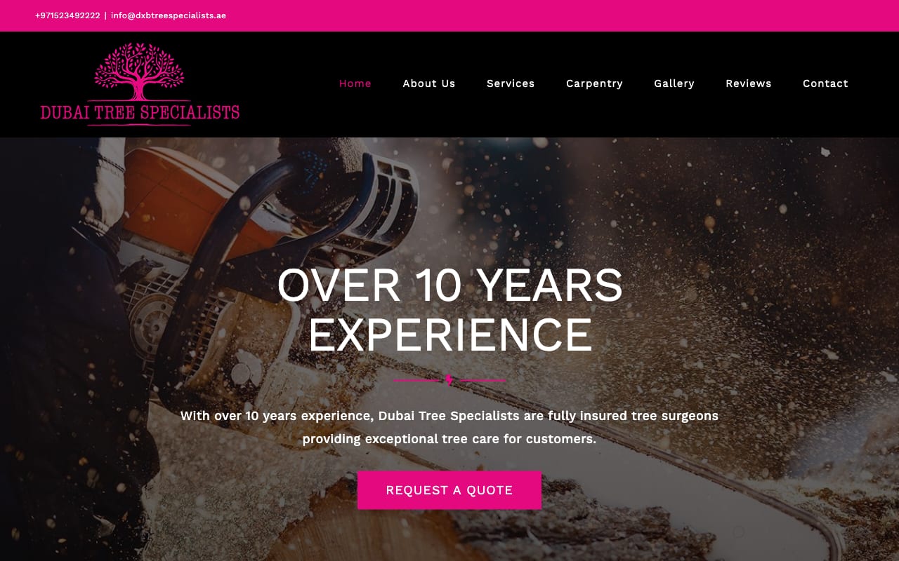 DXB Tree Specialists website - professional tree surgery in Dubai