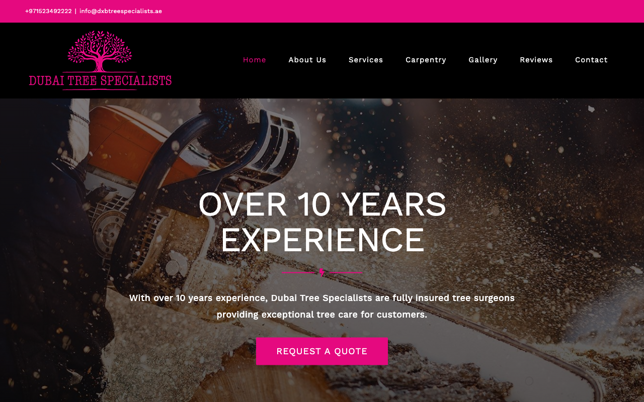 DXB Tree Specialists website - professional tree surgery in Dubai