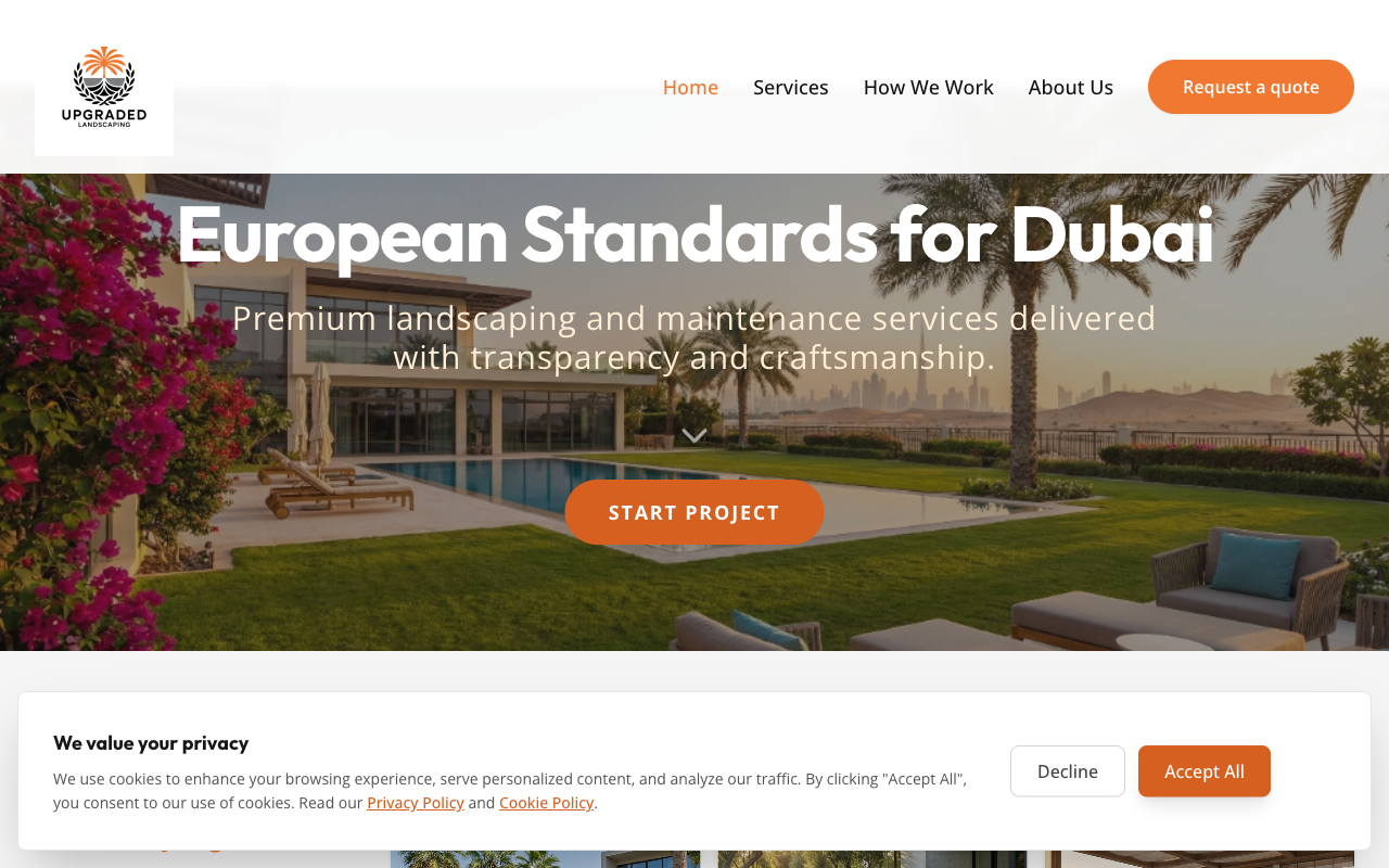 Upgraded Landscaping website - premium landscaping services in Dubai
